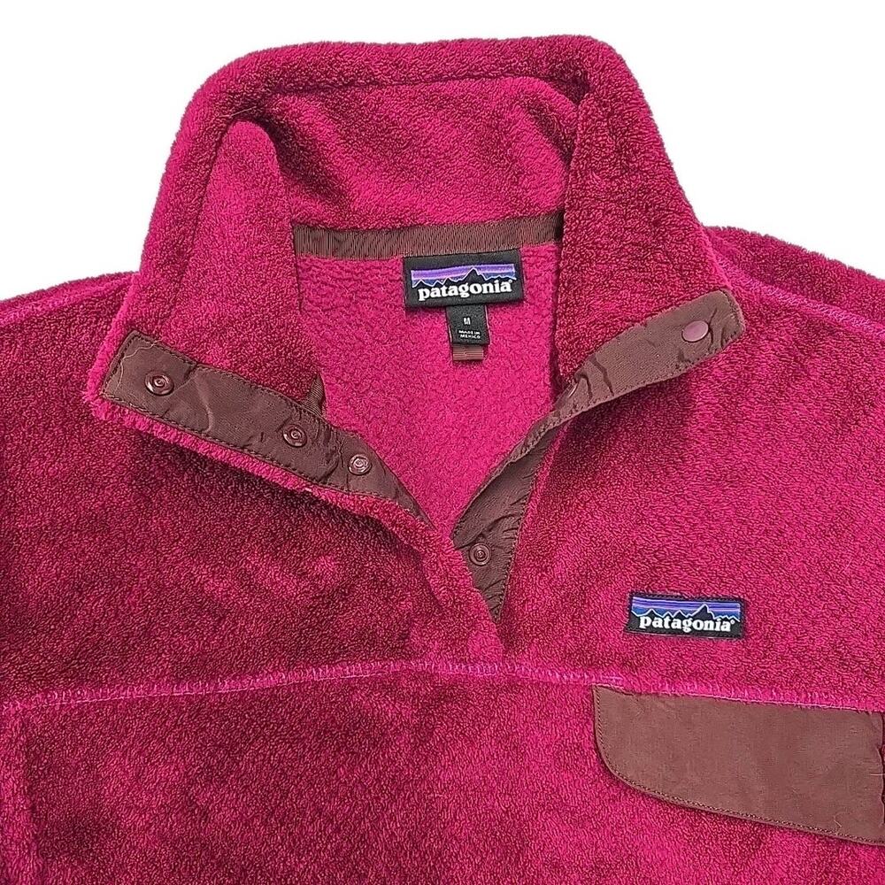 Patagonia Women Re-Tool Snap-T Fleece Pullover Magenta Burgundy Brown M Polartec